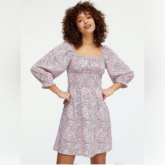 NWT New Look shirred bust puff sleeve mini dress size 2 - Picture 1 of 10